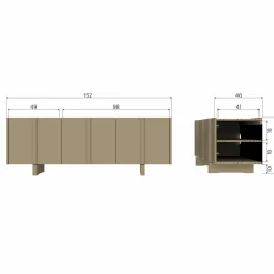 TV-meubel Basu Grenen 152cm - Moss - Loft24.nl