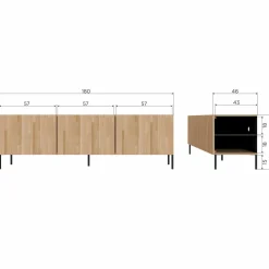 TV-meubel Bono 180cm - Naturel - Loft24.nl
