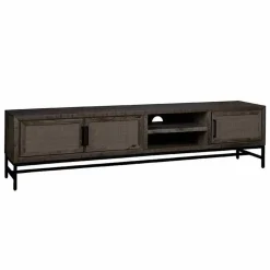 TV-meubel Carini Hout en Webbing 200 cm - Zwart - Loft24.nl