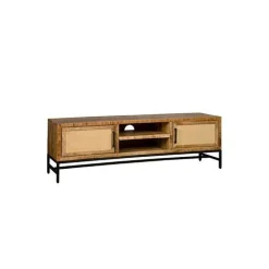 TV-meubel Carini Hout en Webbing 160 cm - Naturel - Loft24.nl