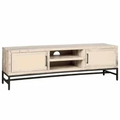 TV-meubel Carini Hout en Webbing 160 cm - Wit - Loft24.nl