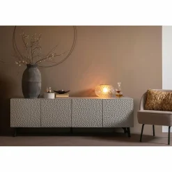 TV-meubel Carved Mangohout 185cm - Mistgrijs - Loft24.nl