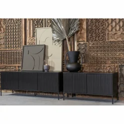 TV-meubel New Gravure Grenen 100cm - Zwart - Loft24.nl