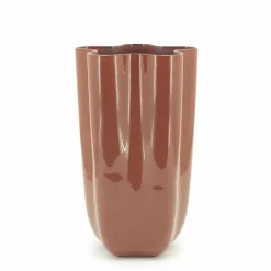 Vaas Flori Glas 30cm hoog - Koraal rood - Loft24.nl