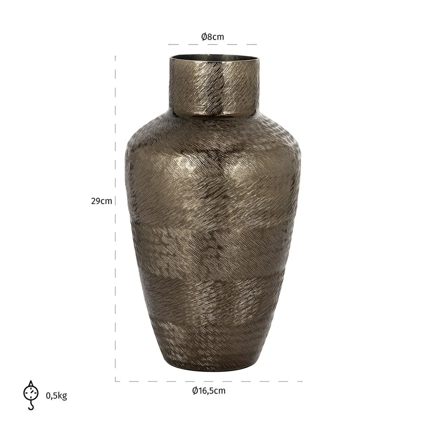 Vaas Joah 29cm hoog kleur Rookzwart - Loft24.nl