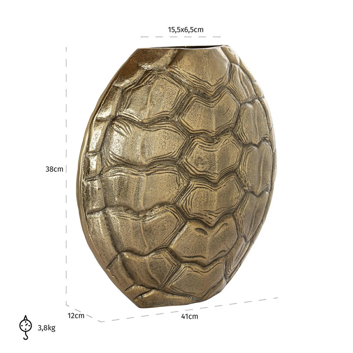 Vaas Lena 38cm hoog kleur Brushed Goud - Loft24.nl