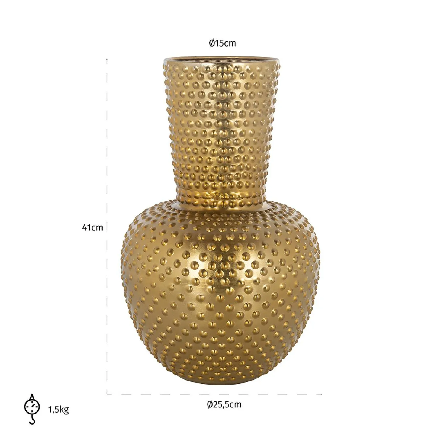 Vaas Nola 41cm hoog kleur Goud - Loft24.nl