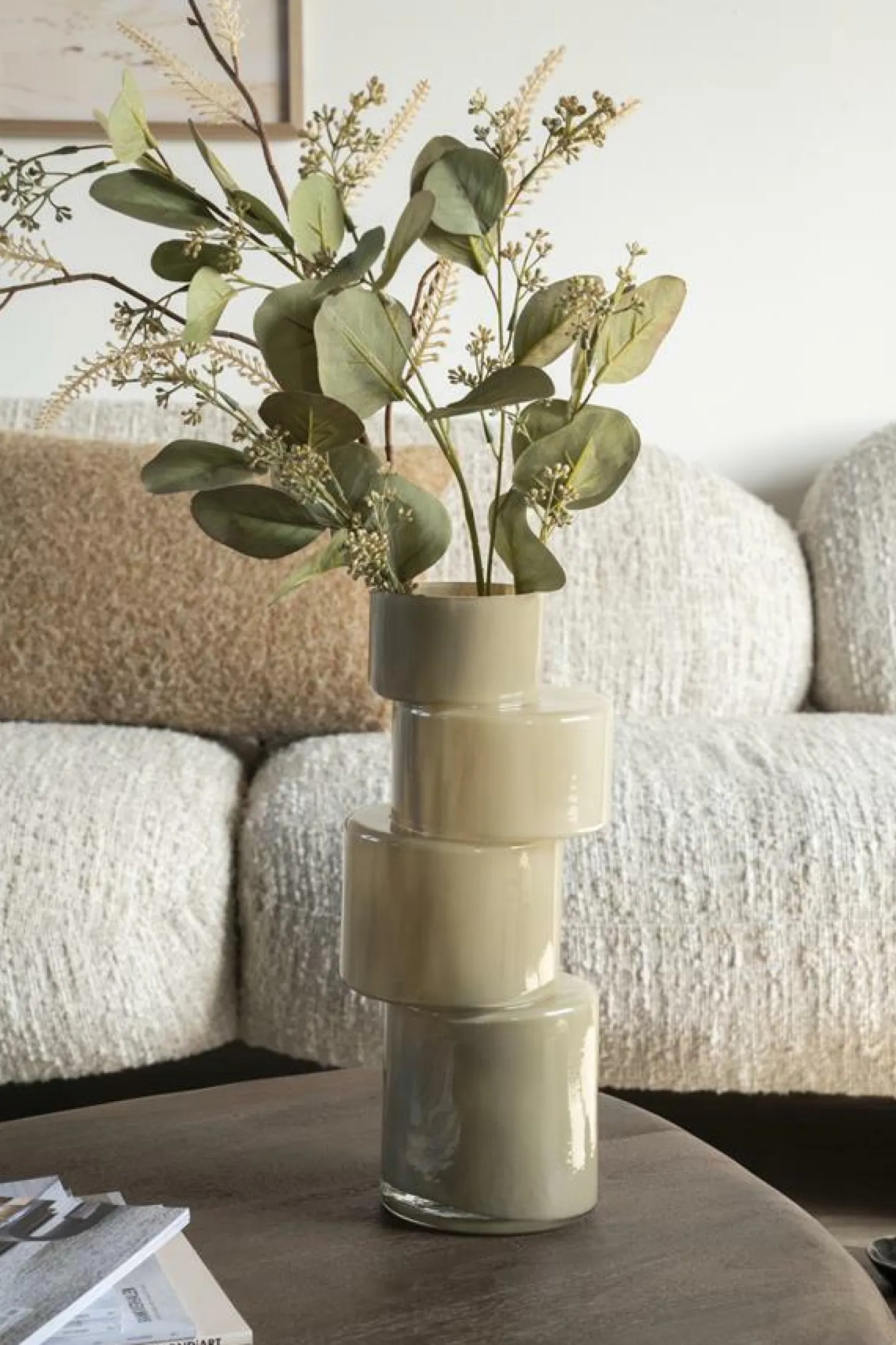 Vaas Pila Glas 35cm hoog - Sage groen - Loft24.nl