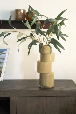 Vaas Pila Glas 35cm hoog - Sage groen - Loft24.nl