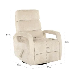 Verstelbare Draaifauteuil Denvi Chenille - Beige - Loft24.nl