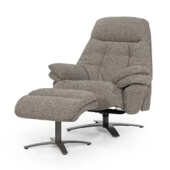 Verstelbare Fauteuil Caleb Met voetenbank - Taupe - Loft24.nl