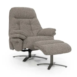 Verstelbare Fauteuil Caleb Met voetenbank - Taupe - Loft24.nl