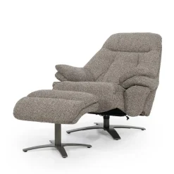 Verstelbare Fauteuil Caleb Met voetenbank - Taupe - Loft24.nl