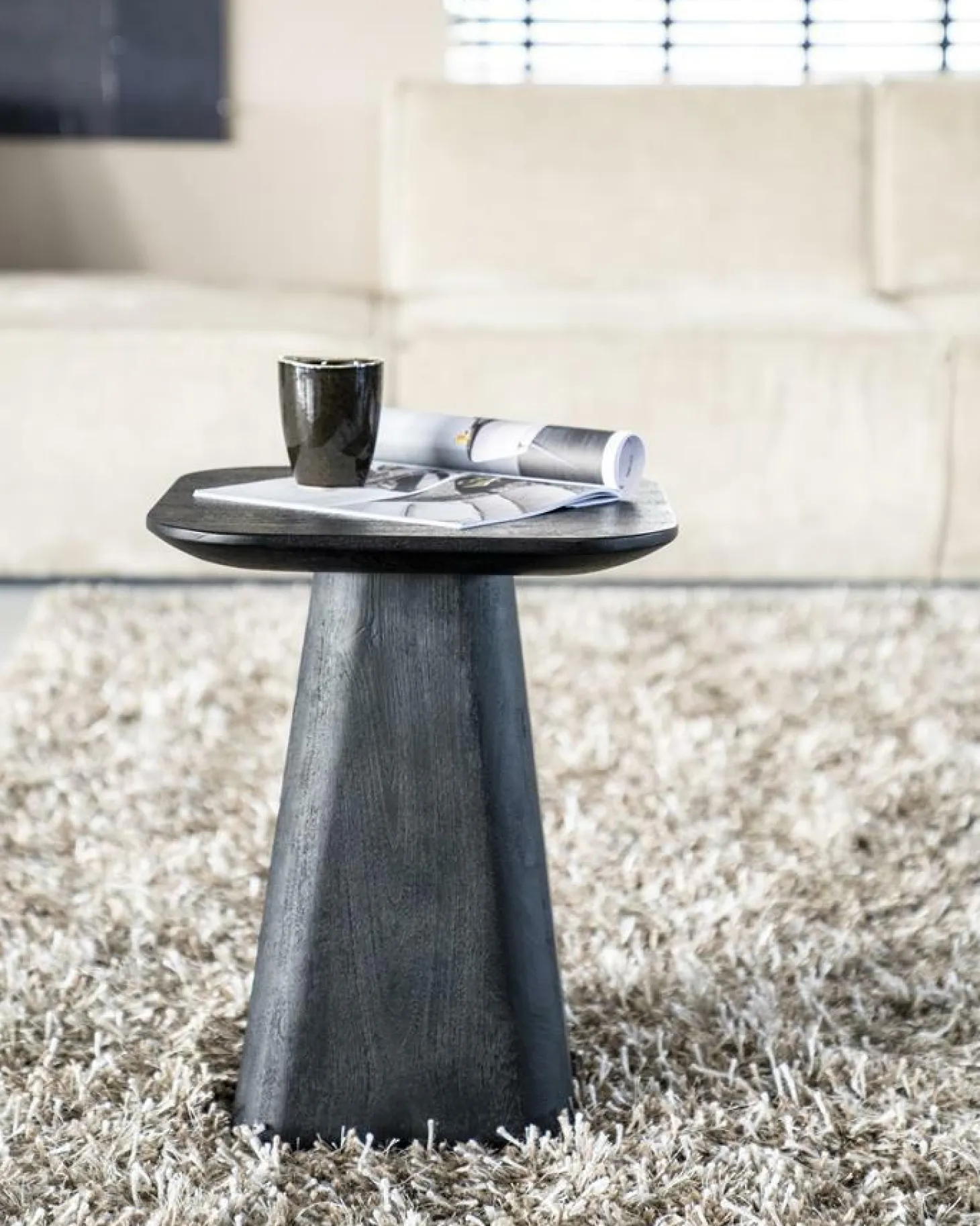 Vierkante Bijzettafel Aron Mangohout - Bruin 40 cm - Loft24.nl