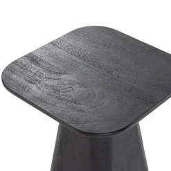 Vierkante Bijzettafel Aron Mangohout - Zwart 40 cm - Loft24.nl