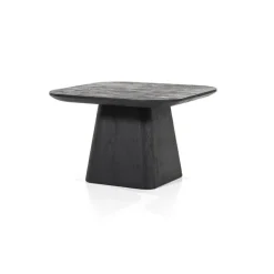 Vierkante Bijzettafel Aron Mangohout - Zwart 60 cm - Loft24.nl