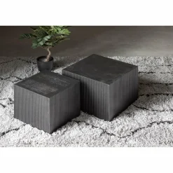 Vierkante Bijzettafel Sanne Set van 2 stuks zwart - Loft24.nl