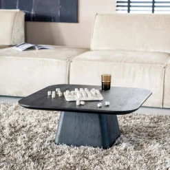 Vierkante Salontafel Aron Mangohout - Zwart 80 cm - Loft24.nl