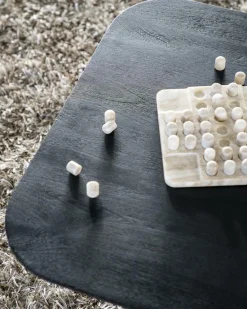 Vierkante Salontafel Aron Mangohout - Zwart 80 cm - Loft24.nl