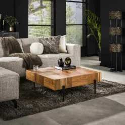 Vierkante Salontafel Blocks 90x90 cm - Acaciahout - Loft24.nl