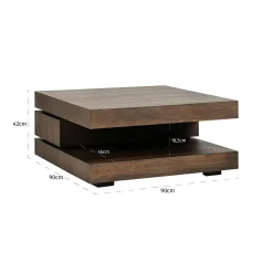 Vierkante Salontafel Oakura 90 cm - Bruin - Loft24.nl