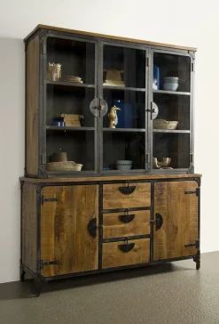 Vitrinekast Basto 210 x 160 cm Mangohout - Loft24.nl