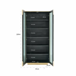 Vitrinekast Finsbury Brass 209 x 97cm - Loft24.nl