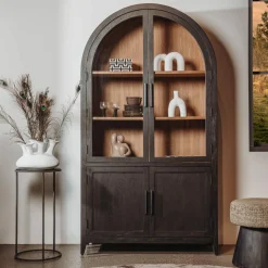 Vitrinekast Rotondi Mangohout 220 x 120 - Zwart - Loft24.nl