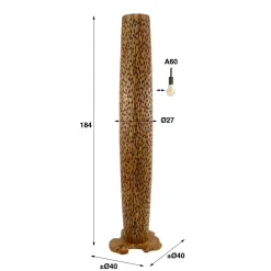 Vloerlamp Bars Large 184cm 4 lampen Teakhout - Loft24.nl