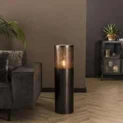 Vloerlamp Cilinder Zwart Nikkel - 90 cm - Loft24.nl