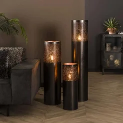 Vloerlamp Cilinder Zwart Nikkel - 90 cm - Loft24.nl