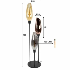 Vloerlamp Cocoon Mix Glass 3-lamps - 45 x 178 cm - Loft24.nl