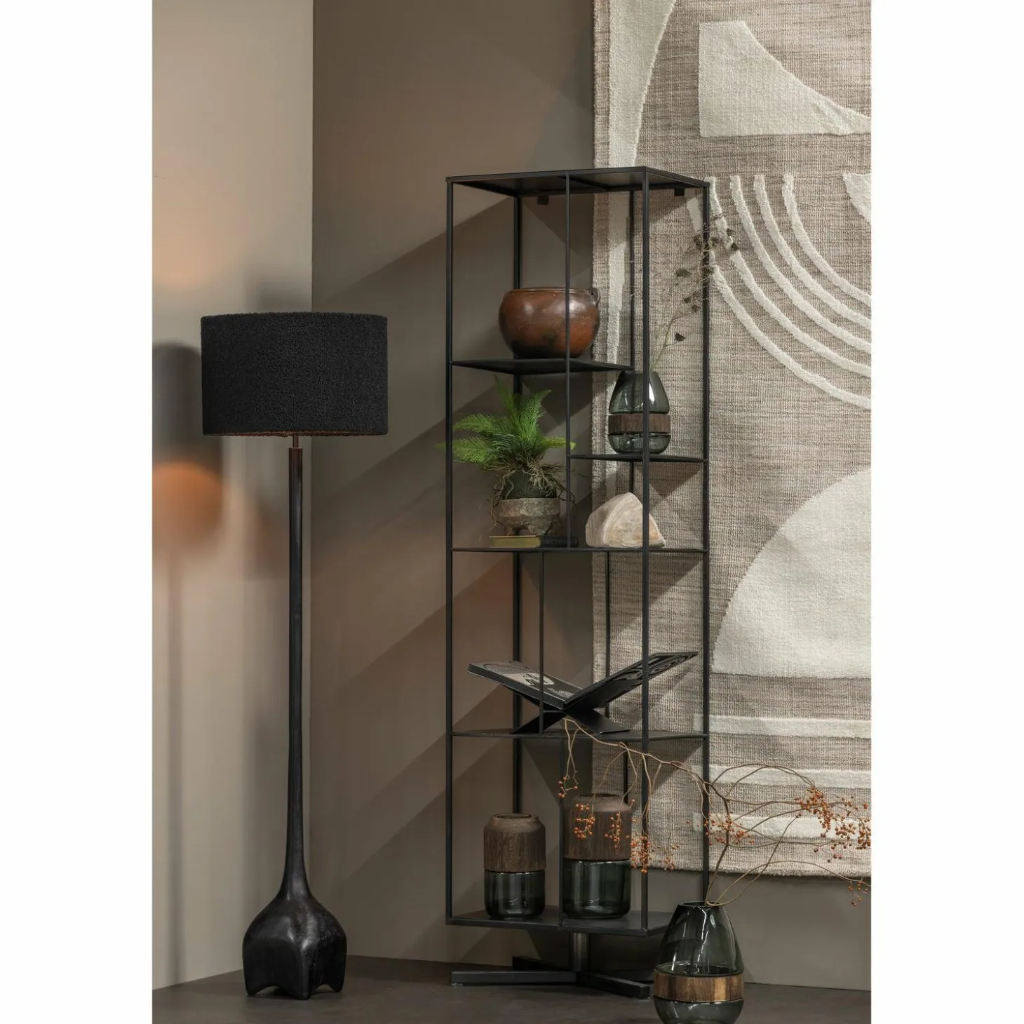 Vloerlamp Foss 129cm kleur Antique Zwart (excl. kap) - Loft24.nl