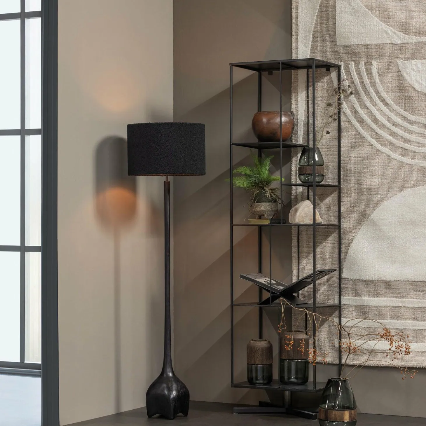 Vloerlamp Foss 129cm kleur Antique Zwart (excl. kap) - Loft24.nl