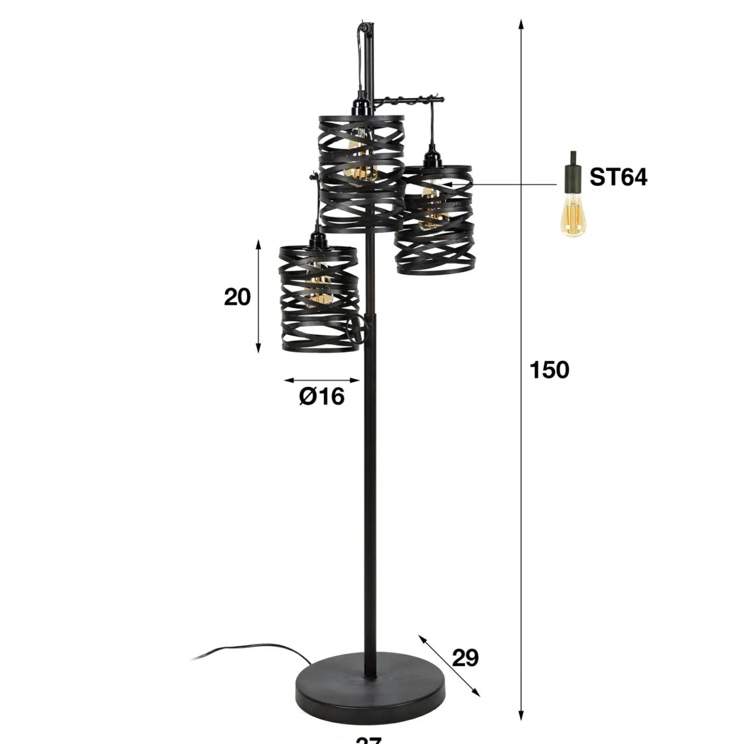 Vloerlamp Spindle - 3 lampen - Loft24.nl