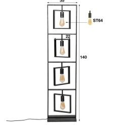 Vloerlamp Turn Square - 4 lampen - Loft24.nl