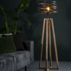 Vloerlamp Twist Houten Kruis Frame - 1 lamp - Loft24.nl