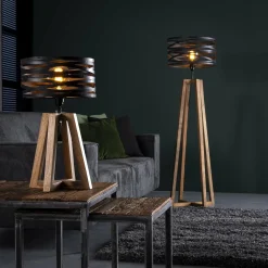 Vloerlamp Twist Houten Kruis Frame - 1 lamp - Loft24.nl