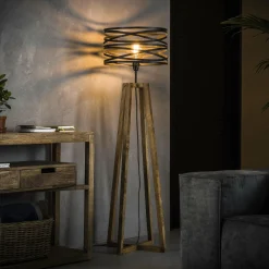 Vloerlamp Twist Houten Kruis Frame - 1 lamp - Loft24.nl