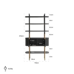 Wandkast Jameson 2-deuren 4-planken (Charcoal) - Loft24.nl