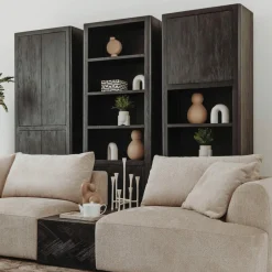 Wandkast Tenna Mangohout 220 x 80 cm - Zwart - Loft24.nl