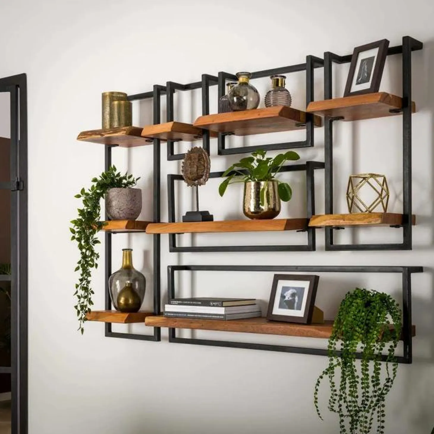 Wandplank Edge Acaciahout - 30 cm Dubbel - Loft24.nl