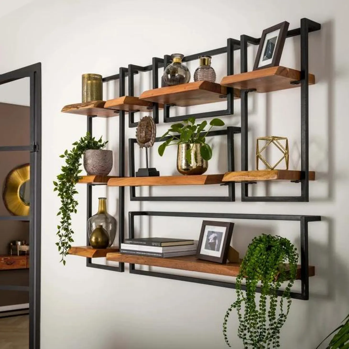 Wandplank Edge Acaciahout - 30 cm Dubbel - Loft24.nl