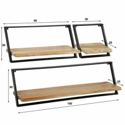 Wandplank Lean Acaciahout - Set van 3 stuks - Loft24.nl