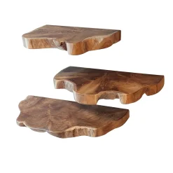 Wandplank Natural Line Teakhout - Set van 3 stuks - Loft24.nl