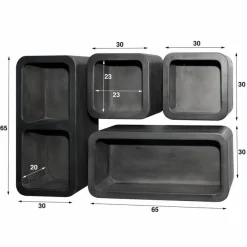 Wandschap Dark Clay - Set van 4 Stuks - Loft24.nl