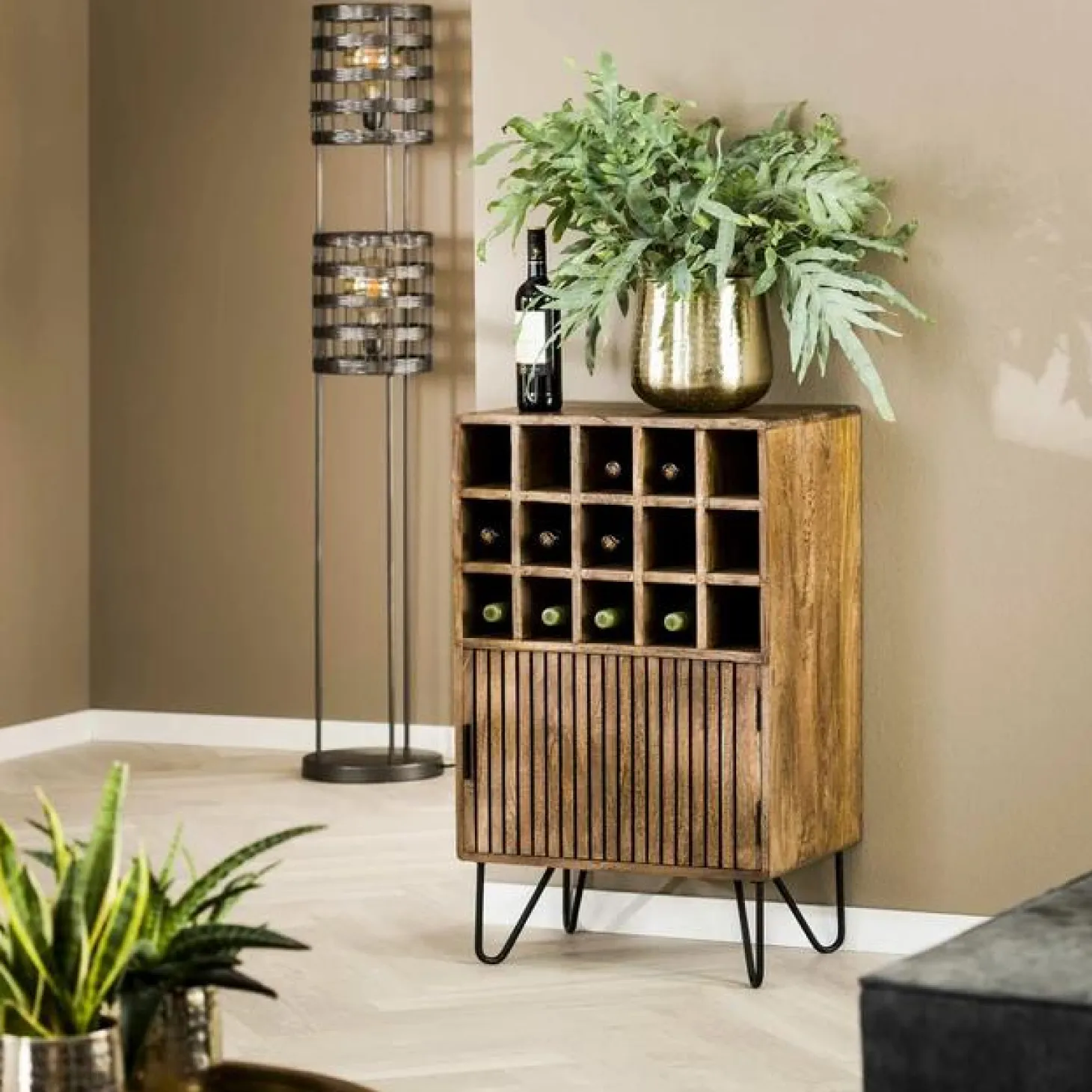 Wijnkast Tweak Mangohout voor 15 flessen - Loft24.nl