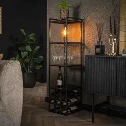 Wijnrek Decorate met lamp 132 x 33cm - Loft24.nl