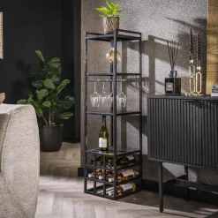 Wijnrek Decorate met lamp 132 x 33cm - Loft24.nl