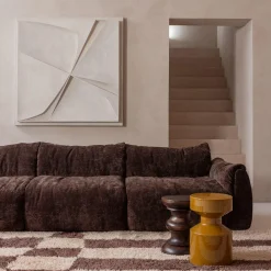 3-zits Bank Baggy 3D Geweven chenille - Donkerbruin - Loft24.nl